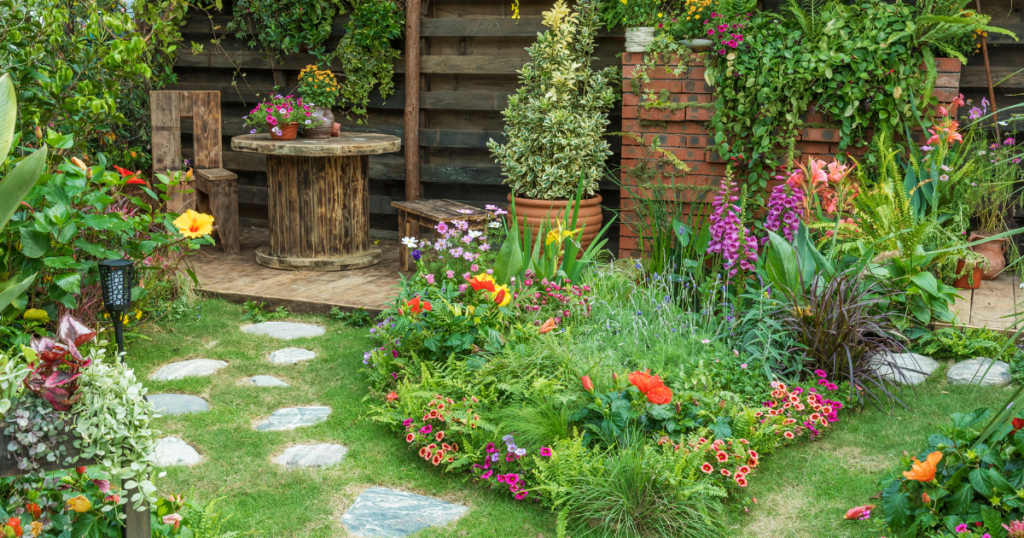 Imagem Representando Jardim Construido com Itens de Jardinagem